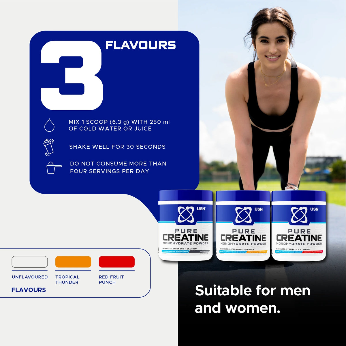 Pureform Creatine Pure Creatine Monohydrate Powder | USN UK
